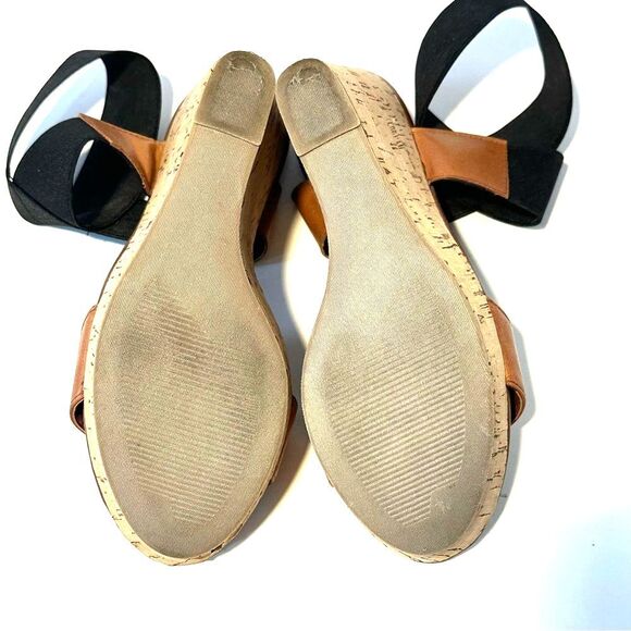 Steve Madden Women's 7 M Roper Wedge Cork Sandals Platform Heels Brown Black - Picture 9 of 14